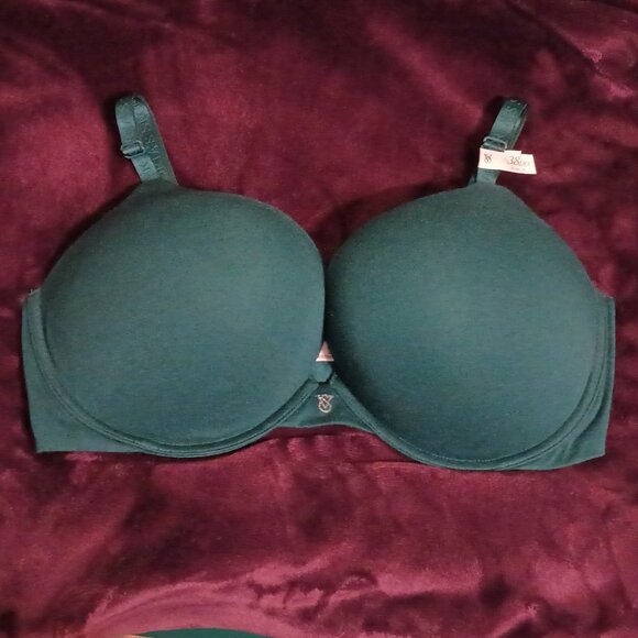 NWT~ Victoria Secret's T-shirt Push-Up Plunge Bra, Forest Green (Size:  38DD/E) - Picture 1 of 9